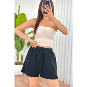 Shorts en mousseline à poches, vente en gros, shorts noirs - jaunes - Product Image 1