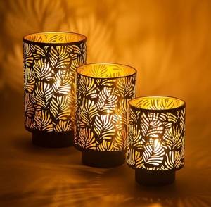 Support votif de Noël à motifs de feuilles en métal moderne Support de pilier de décoration de maison élégante - Product Image 1