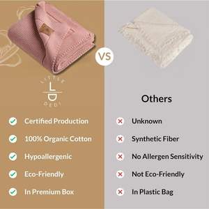 Couverture Bébé Alina - 80x100cm (100% Coton Organique-380gr) Rose - Product Image 4