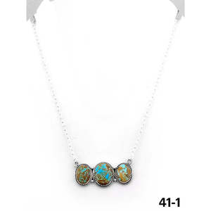 Mode artisanale du sud-ouest superposée # Collier en argent sterling et turquoise (8 pièces) - Product Image 1