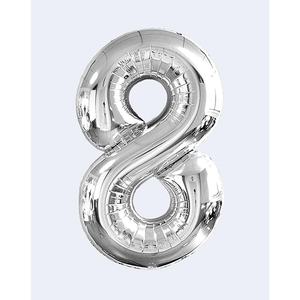 Globo de fiesta Party Love Número Plata N8 100cm Bolsa de 12 piezas - Product Image 1