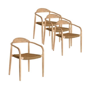 Formedge Contemporary Solid Wood Dining <b>Chair</b> Acacia Wood Frame with Woven Polyester Rope Seat for Villa Cafe & Restaurant - Product Image 5