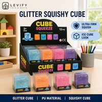 Cube souple scintillant anti-stress à presser, ultra-résistant, à remontée lente, pour apaiser les mains et calmer le bureau