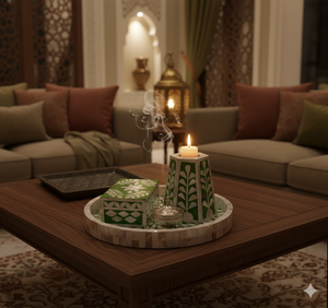 Juego de Quemadores de Incienso de Lujo con Incrustaciones de Madreperla, con Bandeja y Caja de Almacenamiento |   Quemador de Incienso y Portavelas de Nácar - Venta al por Mayor - Product Image 2