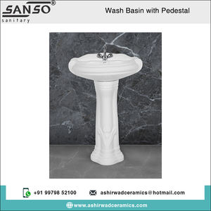 Top Notch Quality Best Selling Rectangle Shape 100% White Ceramic Material <b>Hand</b> <b>Wash</b> Basin With Pedestal From India - Product Image 2