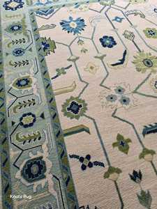 Tapis Oushak noué à la main de style traditionnel de haute qualité 9x12 laine et soie brodées pour la maison et les hôtels pour la prière - Product Image 2