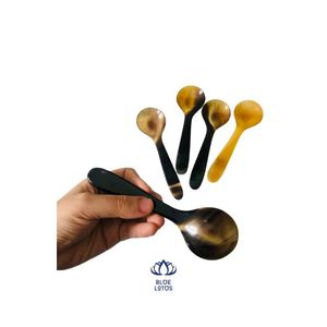 Cuillère en corne de buffle pour servir la nourriture et la décoration Le produit Lotus bleu le plus vendu - Product Image 1