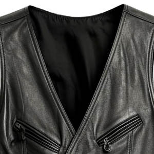 Chaleco de Lona y Cuero Genuino de Color Personalizado con Cuello Redondo, Cierre de Botones Cubiertos y Cuatro Bolsillos Delanteros, Ropa de Abrigo para Otoño - Product Image 4