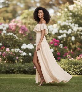 Robe de soirée européenne américaine à col carré sans manches en mousseline de soie, coupe trapèze, longueur au sol, volants, taille naturelle, élégante, pour l'été - Product Image 3