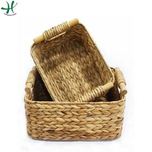 Cesta de almacenamiento de tejido de agua de Jacinto con forro de bambú, cajas de almacenamiento para decoración del hogar, organizadores, contenedores de almacenamiento decorativos - Product Image 3