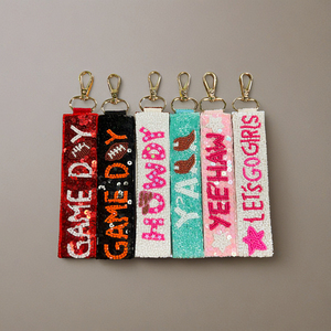 Porte-clés brodé de couleur personnalisée Porte-clés de mode coloré Porte-clés décoratif perlé avec paillettes Accessoire porte-clés - Product Image 1