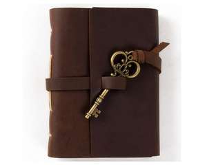 Custom Logo Handmade Vintage Sketchbook/Journal Full Grain <b>Leather</b> Hardcover Key Lock OEM/ODM Cotton Rag Pencil Painting Gift - Product Image 1