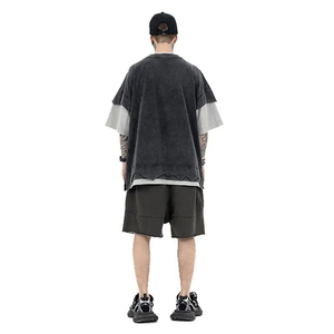 T-shirt vierge surdimensionné 100% coton délavé à l'acide vintage Streetwear style court Boxy lourd pour hommes vente en gros - Product Image 6