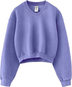 Womens Heavy <b>Blend</b> 100% Cotton Fleece Cropped Sweatshirt Soft Activewear Reverse Weave Pullover Heritage Long Sleeve Winter - Product Image 1