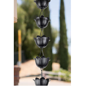 Fleur modélisation conception fer métal noir enduit de poudre arrosage chaîne de pluie tuyau de descente gouttière chaîne de pluie décoration extérieure maisons - Product Image 3