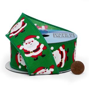 Santa Printed Christmas Wired Ribbon - Product Image 2