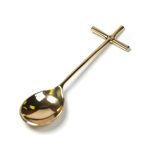 Vente en gros de cuillère de luxe à long manche en laiton antique faite à la main couverts de conception personnalisée à polir miroir couverts réutilisables vendeur chaud - Product Image 4