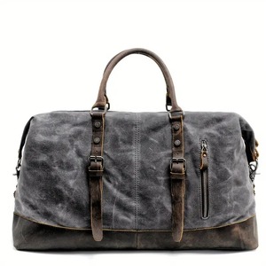 <b>Waxed</b> <b>Canvas</b> Fashion Duffle Bag Large Travel Weekender Men Women Overnight Waterproof Carry-On Luggage Zipper Portable Recycle - Product Image 6