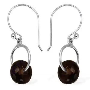 Boucles d'oreilles pendantes et clous en argent 925 pour femmes, quartz fumé tendance, or 18 carats avec diamant et perle pour fiançailles ou usage quotidien, cadeau - Product Image 1