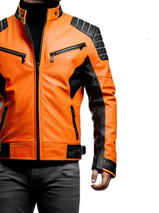 แจ็กเก็ตหนังแท้มีซิปสำหรับผู้ชายแจ็กเก็ตหนังแท้สำหรับฤดูหนาว - Product Image 3