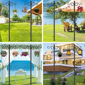 Personnalisé Noir Fer Métal Double Bergers Crochets Pipe Stand Mangeoire À Oiseaux Pole Plante Cintre pour Fleurs En Plein Air Lanternes De Mariage - Product Image 2