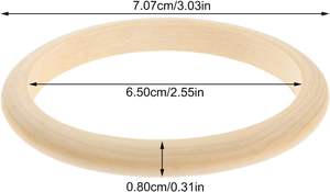 10 Uds. De pulseras de brazalete de madera, anillo de madera redondo Natural sin terminar para proyectos de manualidades DIY, tamaños de rondas para manualidades de madera - Product Image 2
