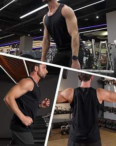 Men UPF 50 Tank <b>Top</b> Quick Dry Summer Workout Muscle <b>Sleeveless</b> Shirts for Swim Beach Bodybuilding - Product Image 1