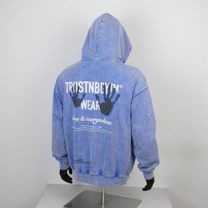 Alta calidad Heavy Weight Athletic Essentials Gym Men's Regular Sleeve Vintage Unisex Print Oversized Acid Wash Hoodie - Product Image 2