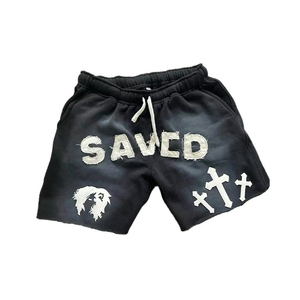 กางเกงขาสั้นผ้าฟลีซสีทึบสำหรับชายและหญิงผ้าคอตตอนสีพื้นทันสมัยปักลายสบายๆแสงแดดจางหายไป - Product Image 4