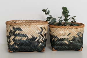 กล่องเก็บของอเนกประสงค์ทรงสี่เหลี่ยม ทำมือ ลายเรขาคณิตสีดำ วัสดุไม้ไผ่ สไตล์นอร์ดิก เป็นมิตรกับสิ่งแวดล้อม ความจุ 20-35 ลิตร - Product Image 4