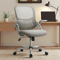Silla de Oficina Ergonómica OEM, Silla de Oficina de Malla con Soporte Lumbar, Gris, Altura Ajustable, 360° °   Ruedas giratorias con respaldo medio y brazos para espacios pequeños