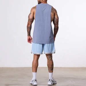 Vintage Style Washed <b>Acid</b> Sleeveless Tank Tops Hot Wholesale Pigment Dyed Singlets Breathable Gym Wear <b>Drop</b> Armhole Loose Fit - Product Image 4