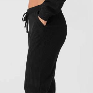 Wholesale <b>Womens</b> Ribbed <b>Jogger</b> Pants High-Waisted Stretchable <b>Joggers</b> with Elastic Waist and Drawstring - Product Image 4