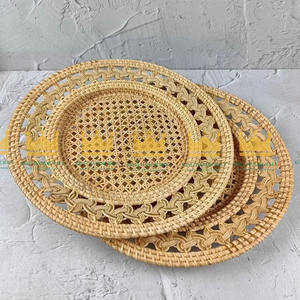 Eco-friendly Natural <b>Bamboo</b> Rattan Woven Placemat Flower/Modern Style Home Restaurant Use Wedding Party Charger Plate Wholesale - Product Image 3