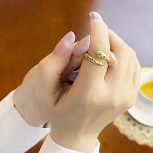 Anillo Serpiente Mágico Chapado en Oro Rosa y Rodio, Moderno y a la Moda, con Incrustaciones de Acero Inoxidable, Chapado en Plata y Oro - Product Image 2