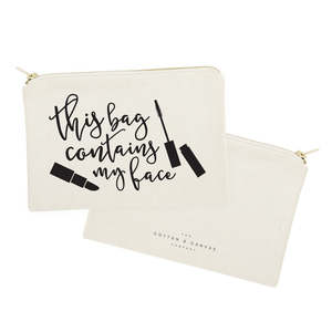 Portable Durable Cotton Canvas Cosmetic Bag This Bag Contains My Face <b>Makeup</b> Organizer Letter Pattern <b>Case</b> - Product Image 2