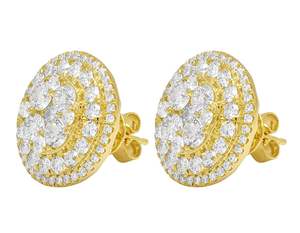 Boucles d'oreilles en grappe de diamants de laboratoire plaquées or 10 carats Boucles d'oreilles de luxe pour femmes - Product Image 2