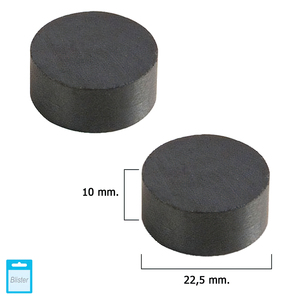 Magnete Rotondo in Ferrite Wolfpack O/ 22.5x10 mm. Confezione blister da 2 pezzi - Product Image 1