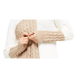 Maglione Casual da Donna Calvin Klein con Collo ad Anello e Cuciture Miste Bicolore, Bianco, Taglia Large - Product Image 3