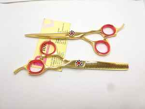 Ciseaux à cheveux plaqués or professionnels ensembles de ciseaux de coiffure en acier inoxydable pour couper et amincir les ciseaux de coiffeur - Product Image 3