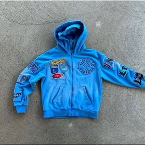 Nouveau modèle 2026 – Sweat à capuche zippé coupe-vent et respirant, design personnalisé, avec broderie floquée et strass imprimés, couleur unie - Product Image 6