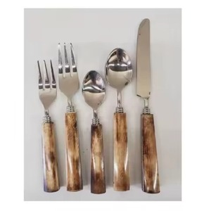 Ensemble de couverts élégant en acier inoxydable poli miroir avec manches en os noir, couverts pour la maison, ustensiles de cuisine - Product Image 6