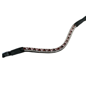Belle courbée de haute qualité à la mode cheval bride rouge rose cristaux faits à la main en cuir équestre étincelant strass - Product Image 1
