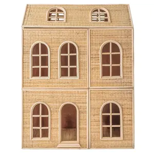 Impressive Rattan Children's Dollhouse Meticulous Natural Rattan Doll Accessories For Kids Playing