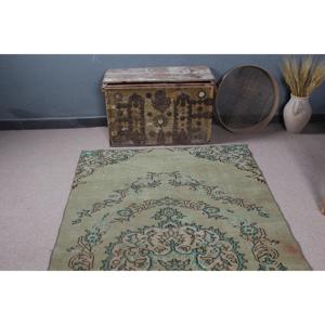 Tapis turc 4,3x8,2 pi (130x251 cm), tapis vintage vert sud-ouest - Product Image 4