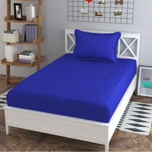 400 TC <b>Striped</b> Pure Cotton Bedsheet Premium White <b>Striped</b> <b>Bed</b> <b>Sheet</b> - Product Image 1