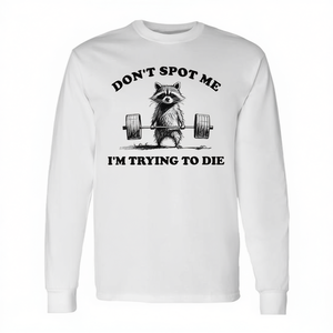 T-shirt vintage à manches longues motif raton laveur haltérophile - Ne me traquez pas, je tente de mourir - à des fins promotionnelles - Product Image 2