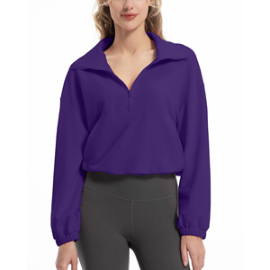 Sudadera Deportiva de Manga Larga con Cuello Alto y Media Cremallera para Mujer, sin Capucha, Estilo Minimalista, para Actividades al Aire Libre - Product Image 1