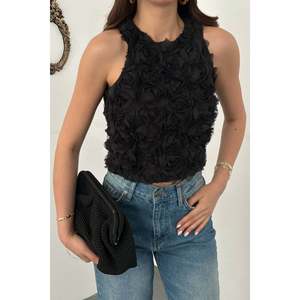 <b>Black</b> Blouse with <b>Roses</b> - <b>Black</b> - Product Image 4