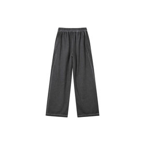 Vintage Wash Wide Leg Mesh <b>Sweatpants</b> for <b>Women</b> Men-Mid-Rise Cotton Street Style with Embroidered Patchwork XL Winter - Product Image 2